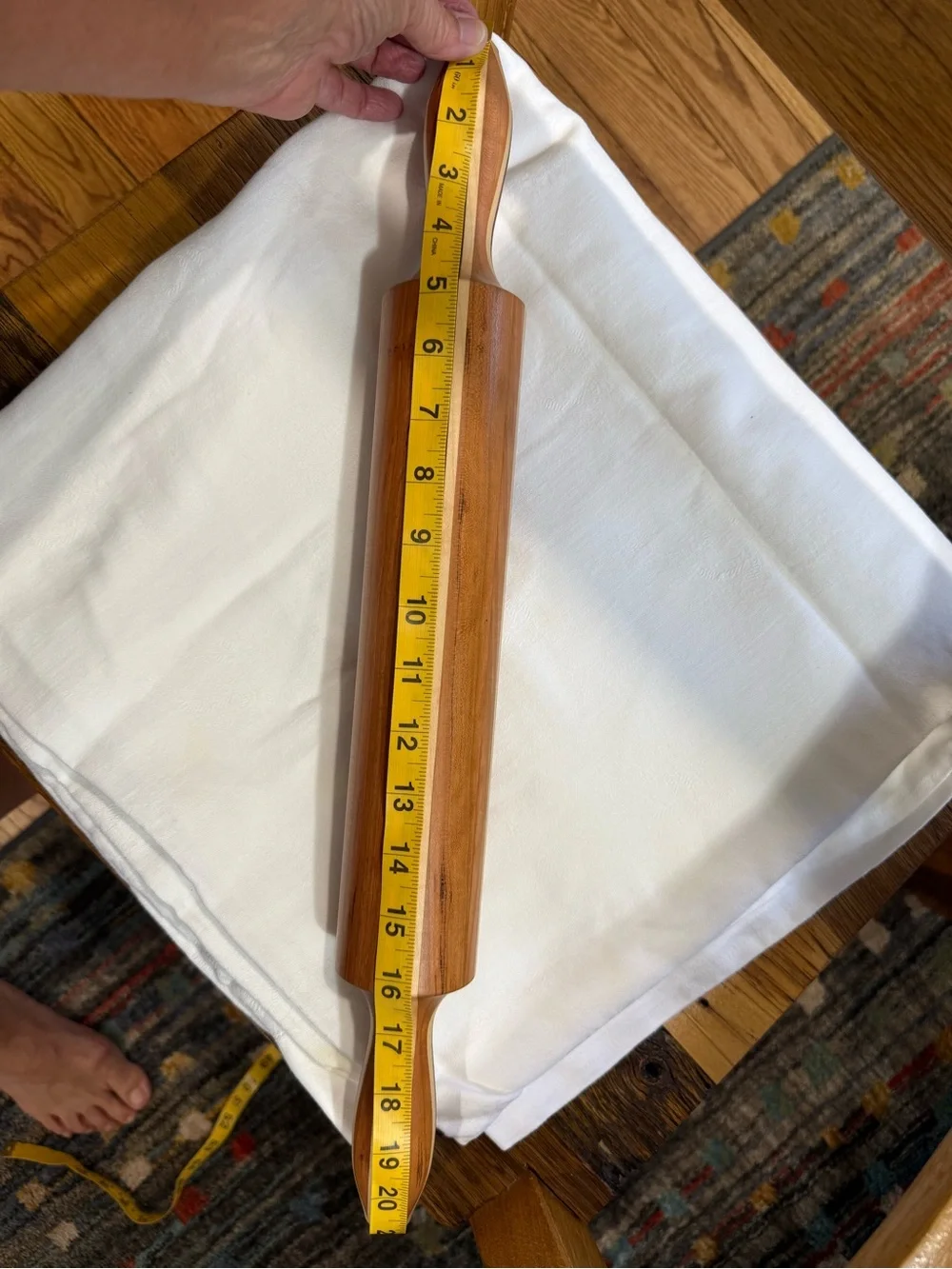 Amish Hand Crafted Striped Wood Rolling Pin - Natural Brown